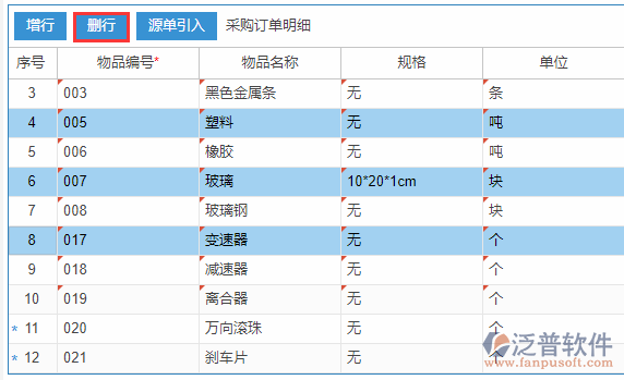 采購(gòu)訂單明細(xì)刪行