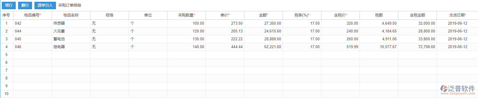 采購(gòu)訂單明細(xì)源單引入效果圖
