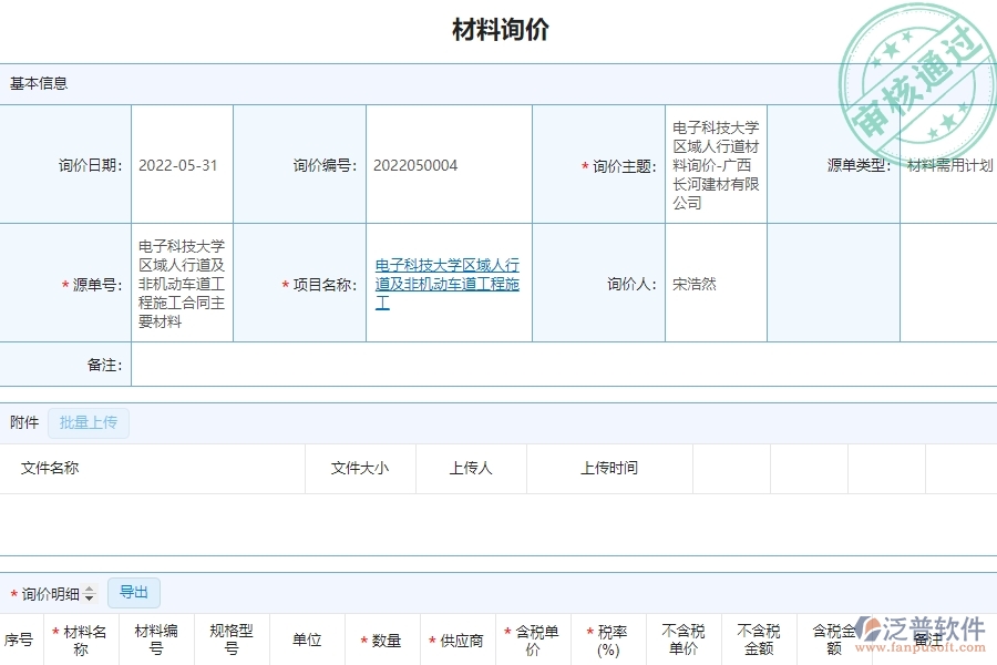 泛普軟件-市政工程管理系統(tǒng)中“材料詢價(jià)列表”的競爭優(yōu)勢