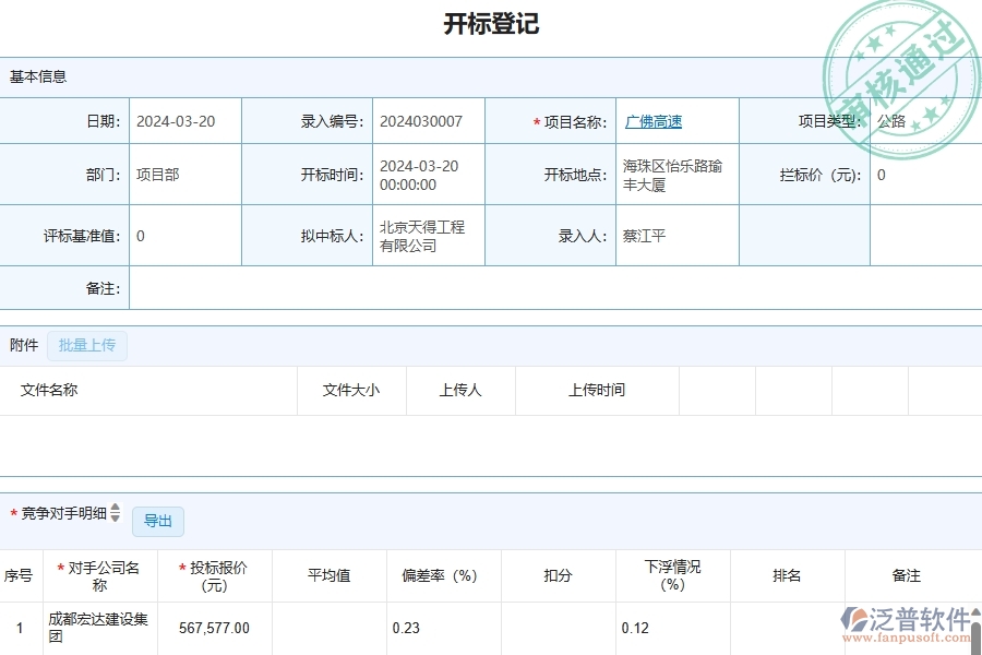 三、泛普軟件-公路工程管理系統(tǒng)中開標(biāo)登記的競(jìng)爭(zhēng)優(yōu)勢(shì)