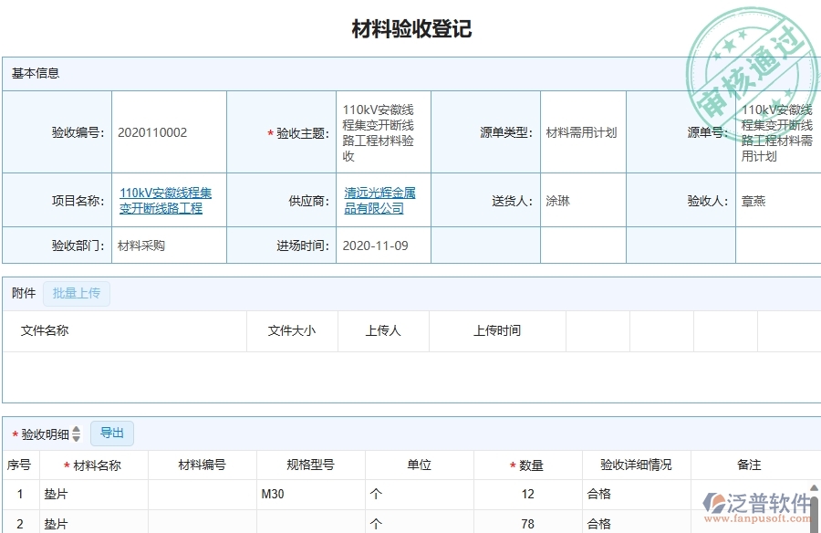 三、泛普軟件-機電工程企業(yè)在材料驗收登記中的框架設(shè)計思路