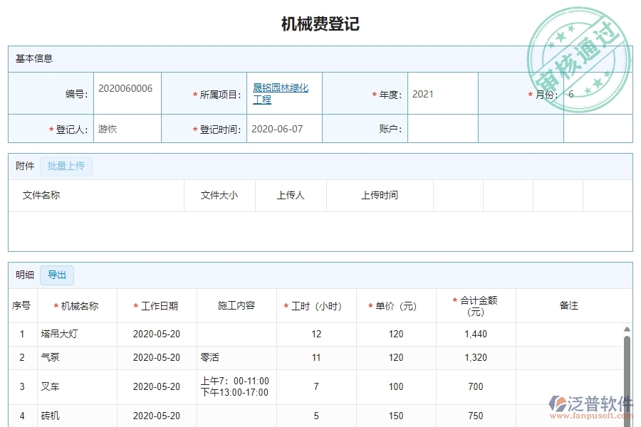 三、園林工程企業(yè)系統(tǒng)中使用泛普軟件機(jī)械費(fèi)管理的優(yōu)點(diǎn)
