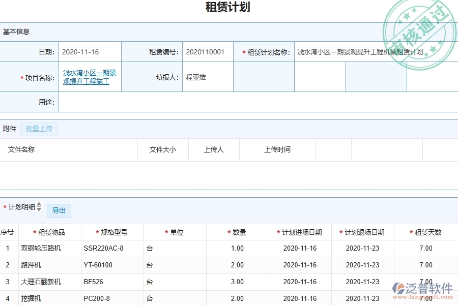三、泛普軟件-園林工程管理系統(tǒng)中租賃管理的注意事項(xiàng)