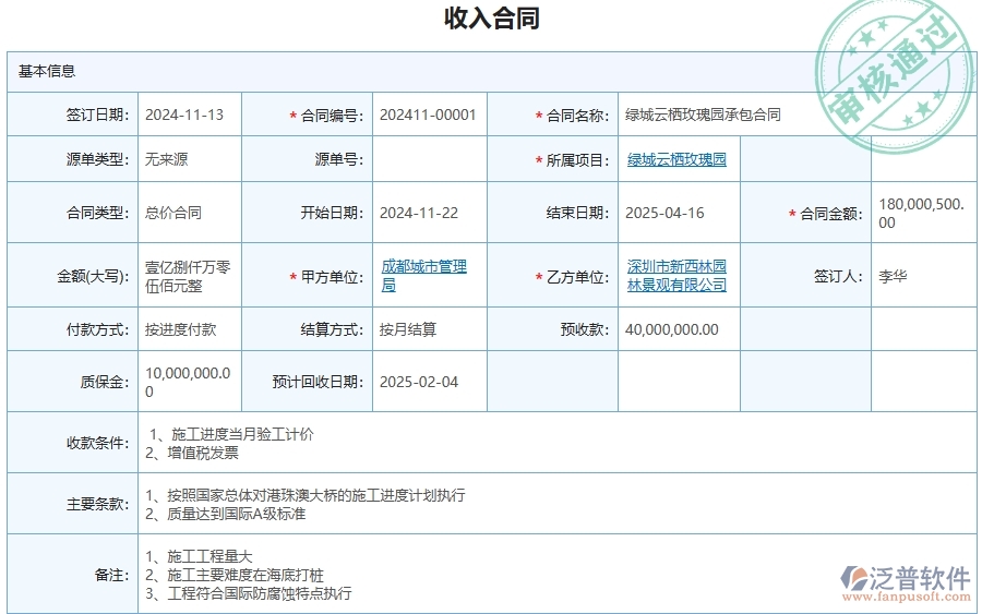 三、泛普軟件-幕墻工程企業(yè)管理系統(tǒng)中項目運營成本表的核心功能