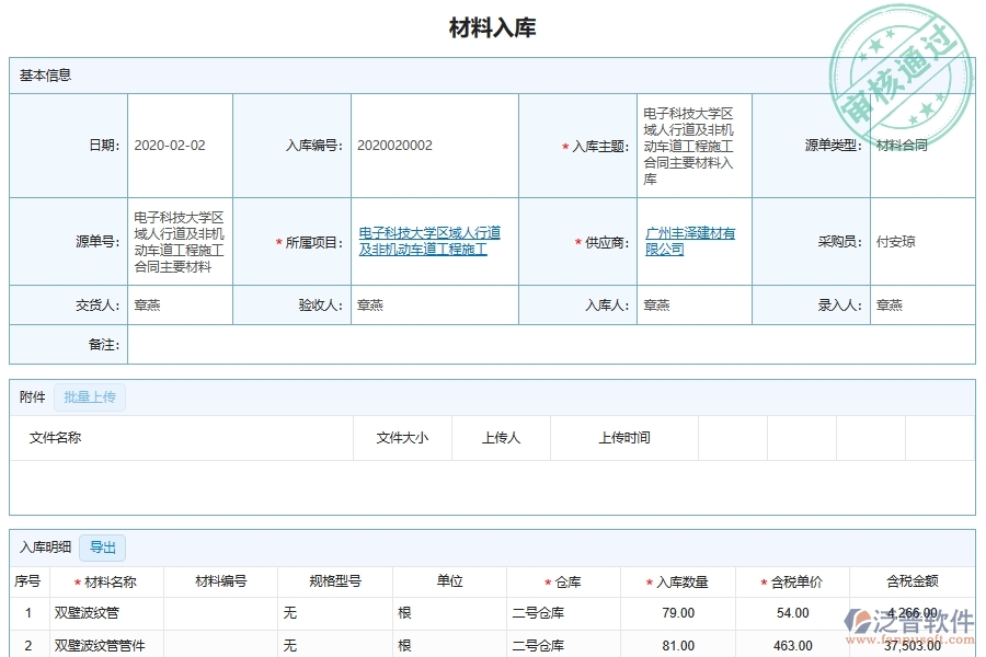 泛普軟件-市政工程企業(yè)管理系統(tǒng)中材料入庫出庫臺(tái)賬的管控點(diǎn)及作用