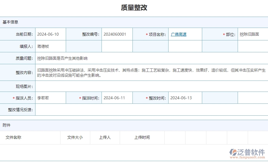三、泛普軟件-公路工程企業(yè)管理系統中質量整改的應用場景