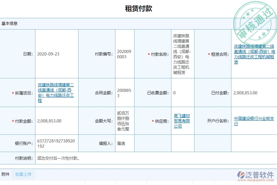 三、泛普軟件-弱電工程企業(yè)管理系統(tǒng)中租賃付款管理的主要內(nèi)容
