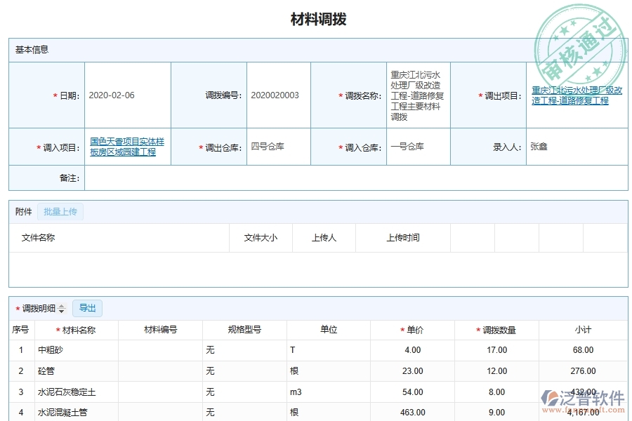 泛普軟件-市政工程管理系統(tǒng)中材料物資調(diào)撥明細(xì)管理的注意事項