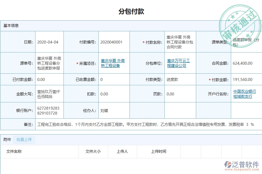 泛普軟件-市政工程管理系統(tǒng)在分包付款中的應(yīng)用場(chǎng)景