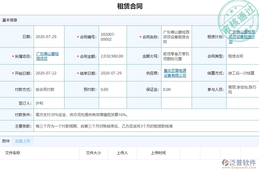三、泛普軟件-幕墻工程管理系統(tǒng)中租賃合同報(bào)表的注意事項(xiàng)