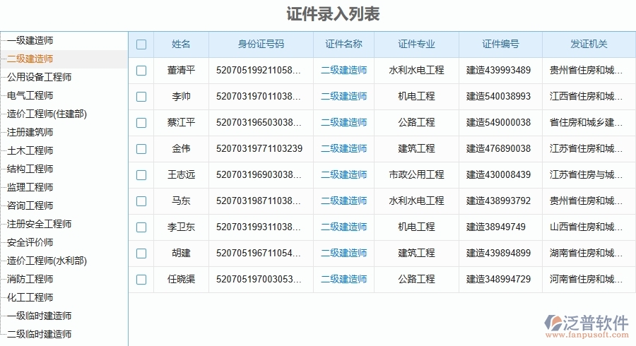二、泛普軟件-幕墻工程企業(yè)使用了系統(tǒng)之后，給人員證件帶來了哪些好處