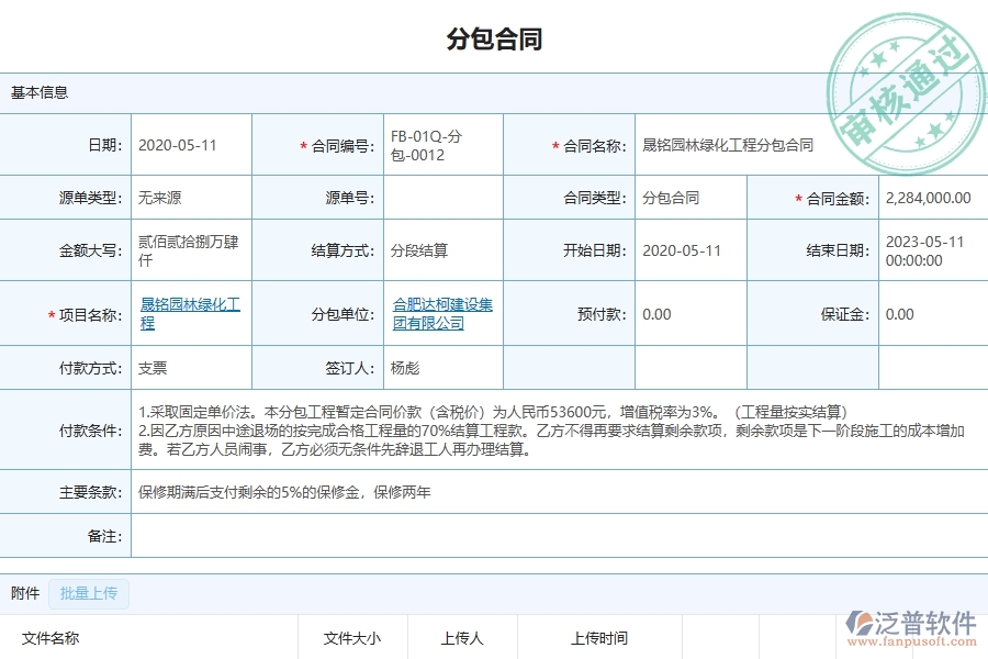 三、泛普軟件-分包管理系統(tǒng)在園林工程企業(yè)中有哪些優(yōu)點和長處