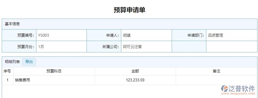 四、泛普軟件-安防工程管理系統(tǒng)中預(yù)算申請(qǐng)單管理的注意事項(xiàng)