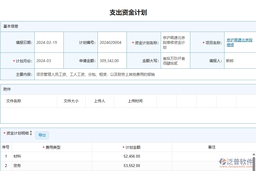 四、泛普軟件-公路工程企業(yè)支出資金計劃的框架設(shè)計思路