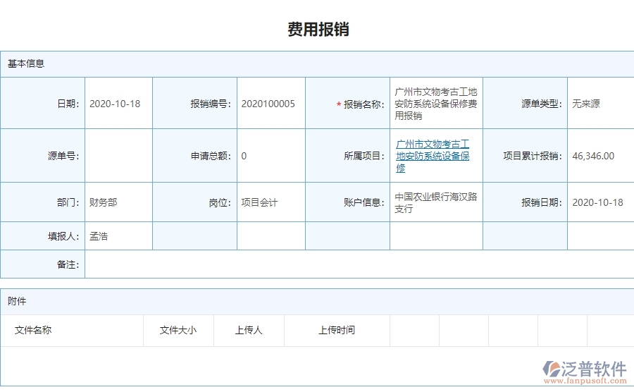 二、泛普軟件-安防工程項目管理系統(tǒng)在費用報銷中的價值