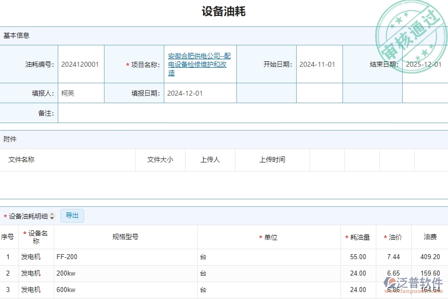 四、泛普軟件-安防工程管理系統(tǒng)在設(shè)備油耗中的解決方案