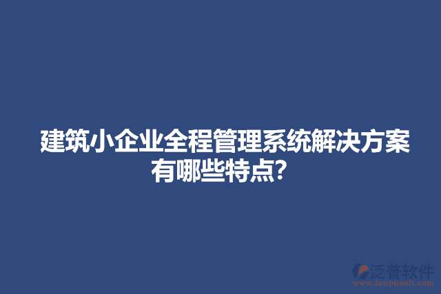建筑小企業(yè)全程管理系統(tǒng)解決方案有哪些特點？