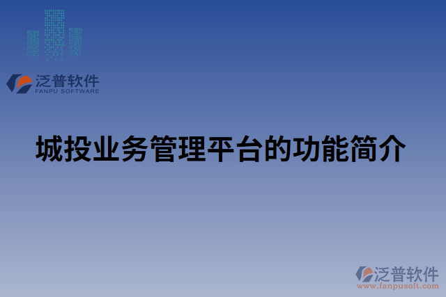 城投業(yè)務(wù)管理平臺的功能簡介